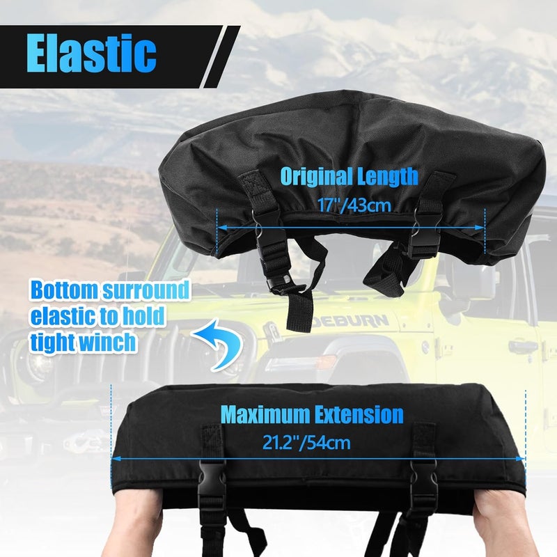 Royitay Small Winch Cover,Upgraded Heavy Duty Waterproof Dust-proof Winch Protection Cover for 2500 to 5500 lbs Electric Winches,Trailer Winch Covers,UV-resistant,Black-17" W x 6.7" D x 6.3" H - Image 5